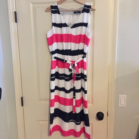 Nine West Dresses & Skirts - Nine West Stripe Dress 10 White Navy Pink
